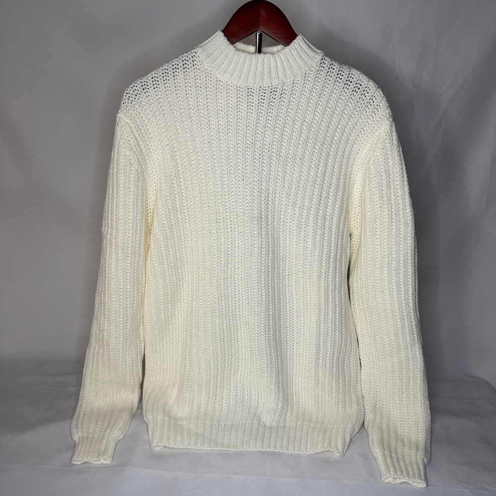 ASOS DESIGN heavyweight fisherman turtleneck sweater in white
